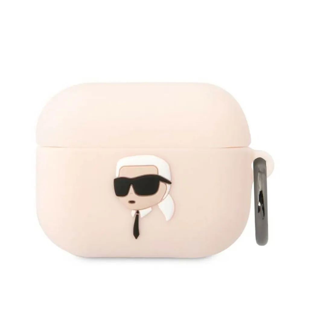 Custodia AirPods Pro Karl Lagerfeld Rosa 3D Silicone Karl Head
