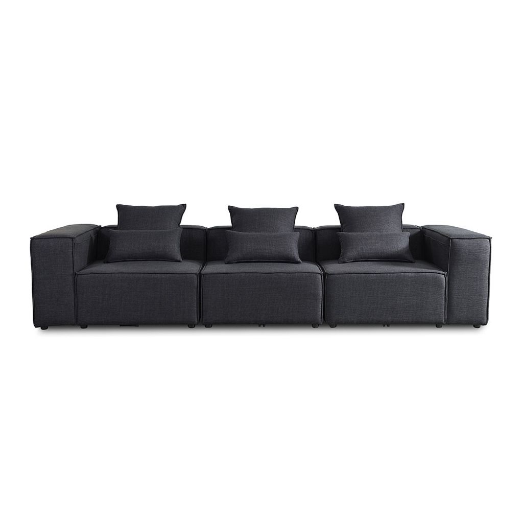 HOME DELUXE - Sofa VERONA - Anthrazit, Größe: M - ca. 327 x 70 x 120 cm, Sitzhöhe: 46 cm, Sitztiefe: 80 cm, inkl. Kissen I Modulares Sofa Moduls...