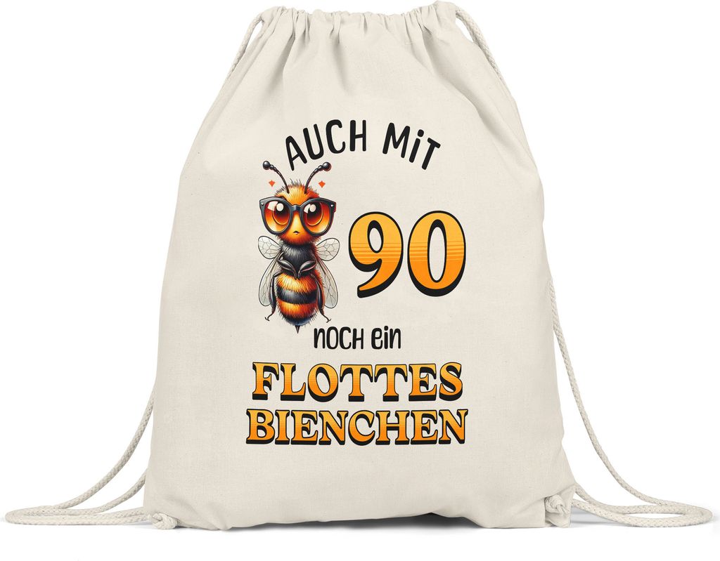 Auch mit 90 noch ein flottes Bienchen Turnbeutel 90. Geburtstag Frau Biene