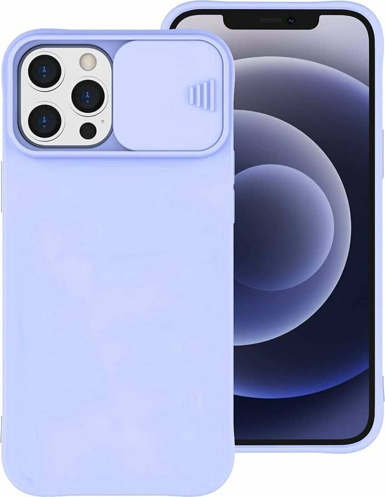 cofi1453 360 Grad Schutz CamShield Silikon Cover Case Slim Handyhülle Schutzhülle mit Kameraschutz Kameraabdeckung für iPhone 12 Pro Hellblau