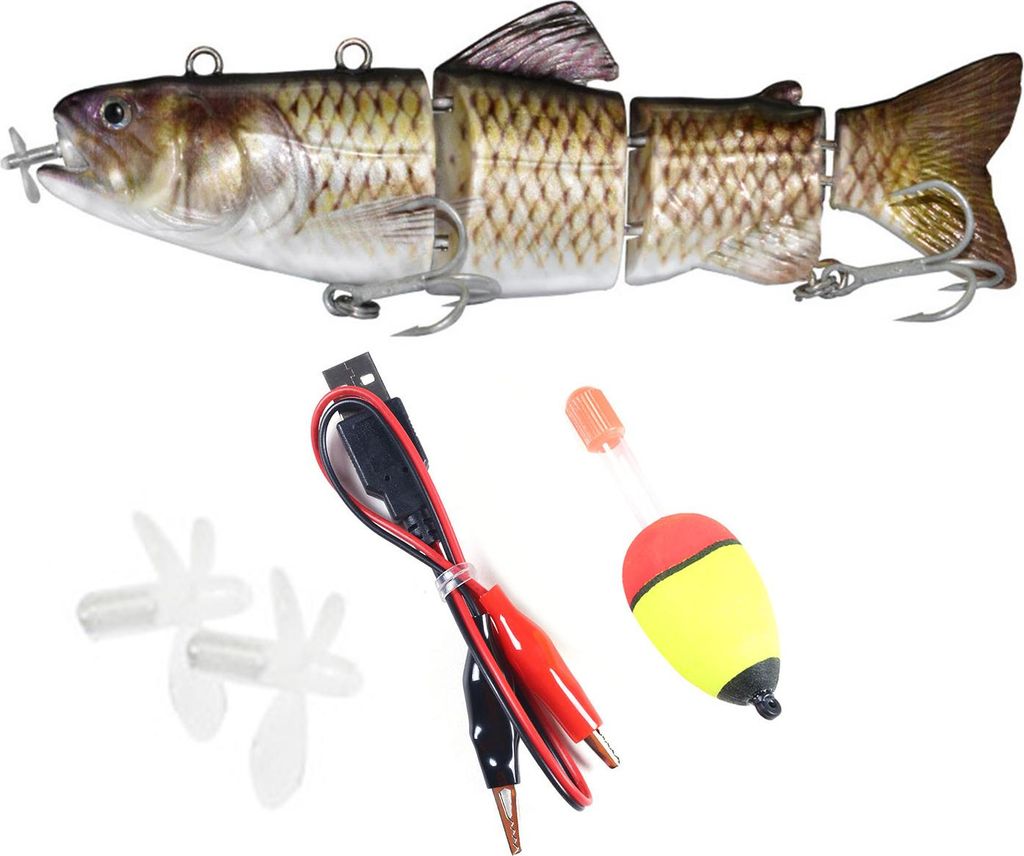 13CM/35G Elektrischer Angelköder mit mehreren Gelenken und Haken, USB-aufladbar, LED-Leucht-Swimbait, Roboter-Kunstköder, Angelzubehör