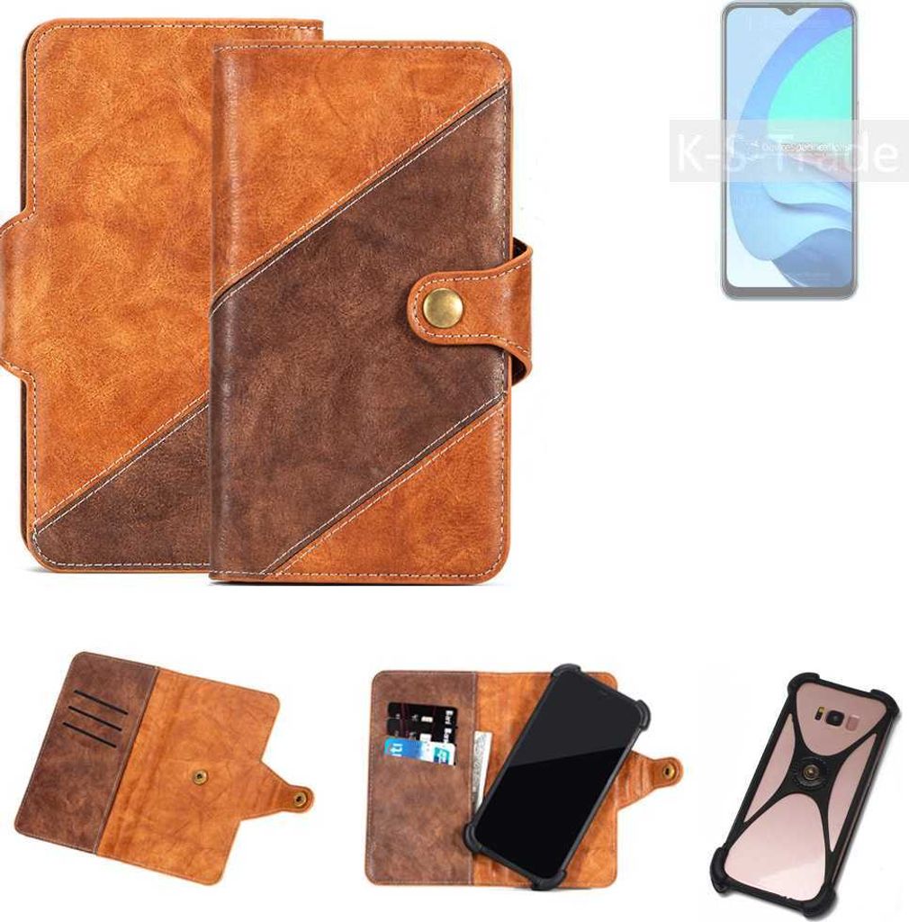K-S-Trade Handyhülle Schutzhülle Bookstyle Case Wallet-Case kompatibel mit Oppo A56 5G Cover Klapphülle Kantenschutz Smartphone dunkelbraun braun