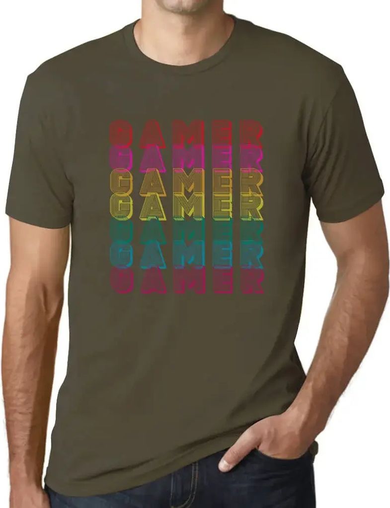 Herren Grafik T-Shirt Retro Color Gamer Gaming Funny Esports Öko-Verantwortlich Vintage Jahrgang Kurzarm Lustige Druck Geburtstag Geschenk Mann