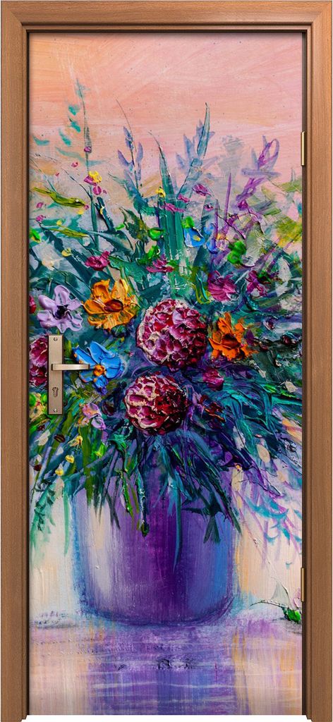 Türposter 80x200 cm Türaufkleber Türtapete Türfolie Klebefolie groß einen Blumenstrauß zu malen