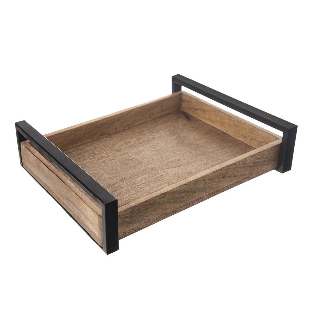 Serviertablett aus Holz mit Griffen MANGO 35,5x27 cm