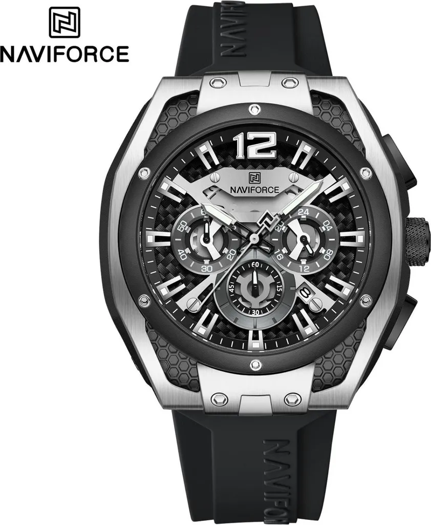 Montre Homme Durable Résistante aux Chocs - NAVIFORCE Argent Noir Fiable