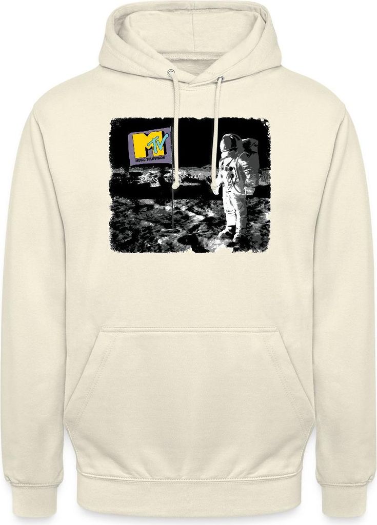 Spreadshirt MTV Astronaut Auf Dem Mond Mit MTV-Flagge Uni Hoodie, XXL, Vanille-Milchshake