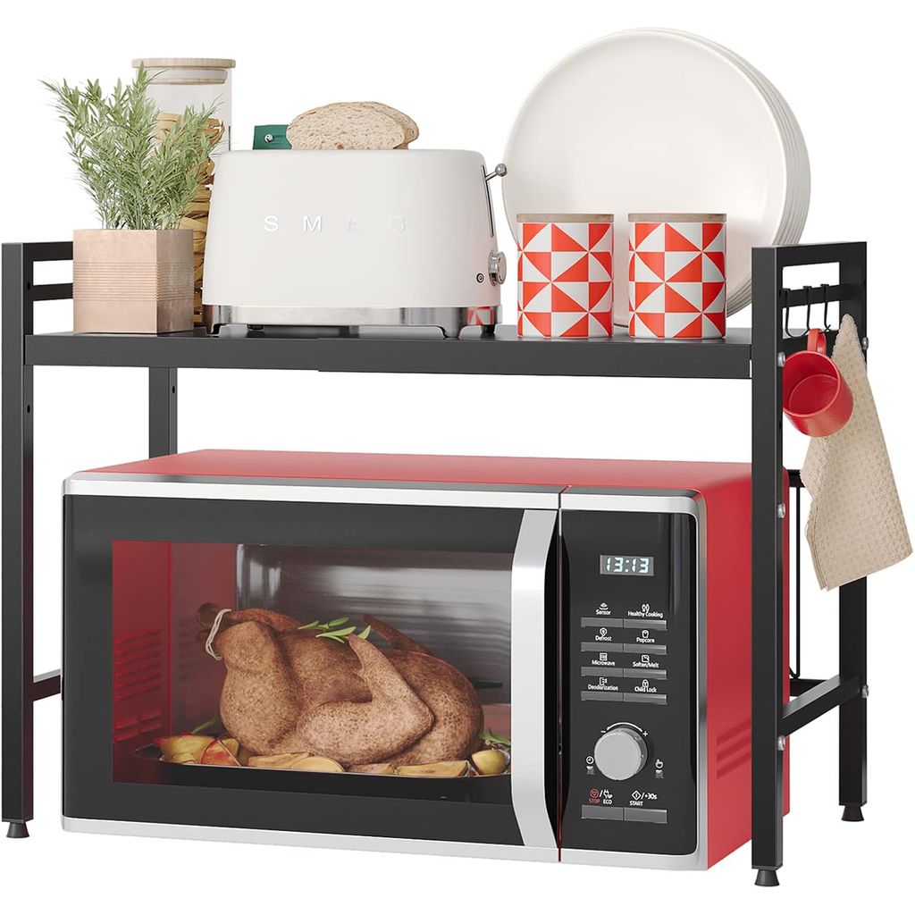 Mikrowellenregal für die Küche, erweiterbar und freistehend, multifunktionales Regal für Reiskocher, Ofen und mehrstöckige Küchenaufbewahrung.