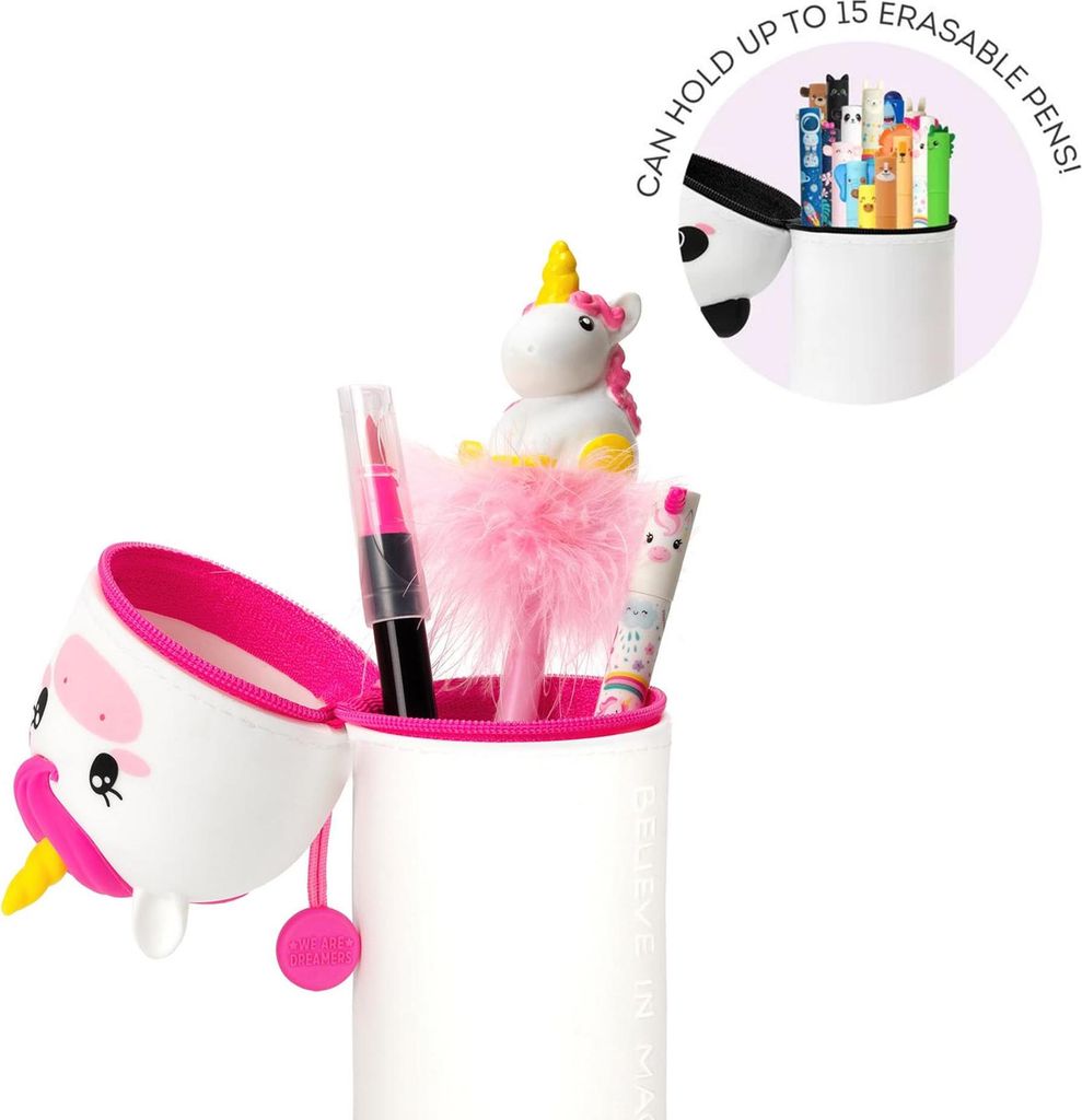 Astuccio Kawaii 2 In 1 In Silicone Morbido – Grigio, Portapenne E Portapenne Da Scrivania, Per Ragazze - 2