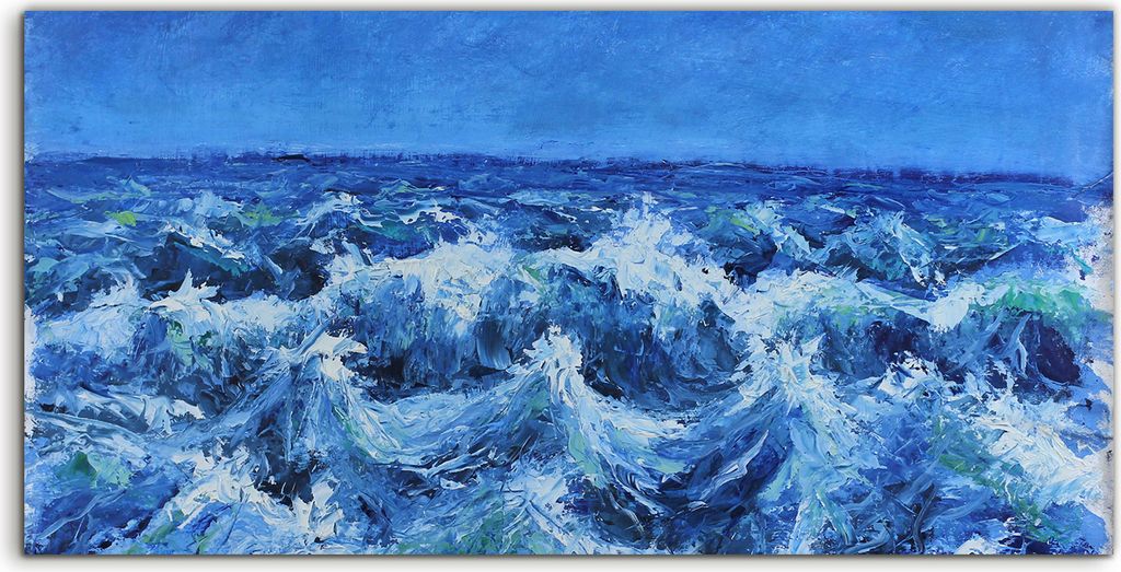 Coloray Spritzschutz aus Glas 140x70 Wandkunst Küchenrückwand Foto groß große tobende Wellen Sturm