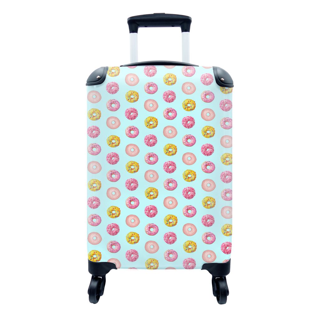 MuchoWow Koffer Handgepäck Trolley Rollkoffer Kleine Reisekoffer mit 4 Rollen - Donut - Muster - Farben - Cabin Size < 55x40x23 cm & 55x40x20 cm...