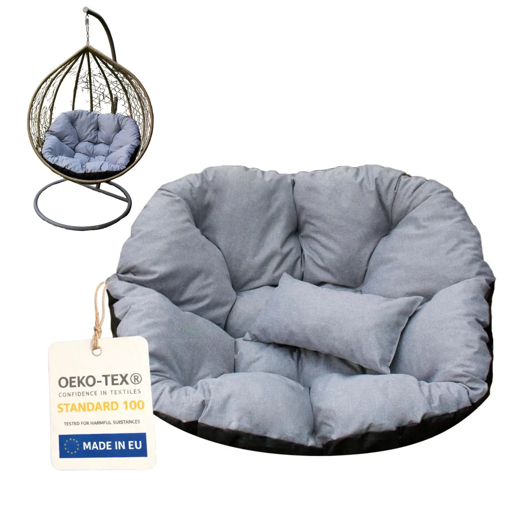 Coussin rond 100 cm gris clair, assise rembourrée fauteuil suspendu