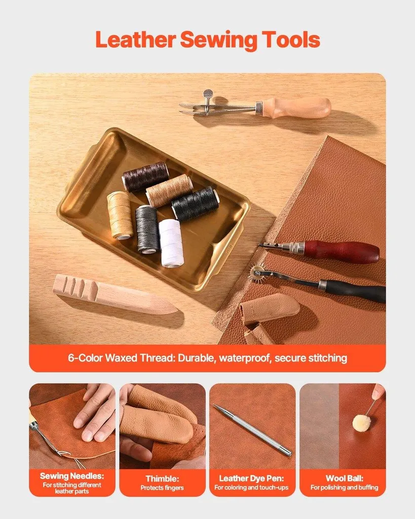 Set complet de maroquinerie 59 accessoires pour artisanat et couture cuir - 5