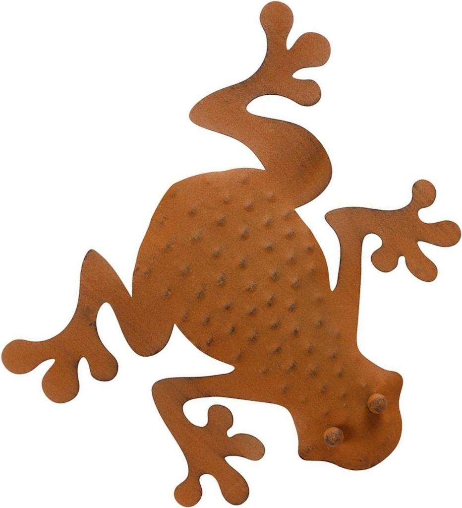 Deko Frosch aus Metall rostbraun Dekofigur Wanddeko Gartendeko Gartenfigur
