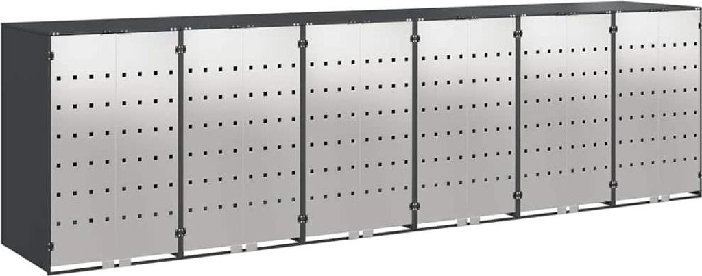 vidaXL Wagenmüllbehälter für 6 Behälter 408 x 77,5 x 115,5 cm Stahl