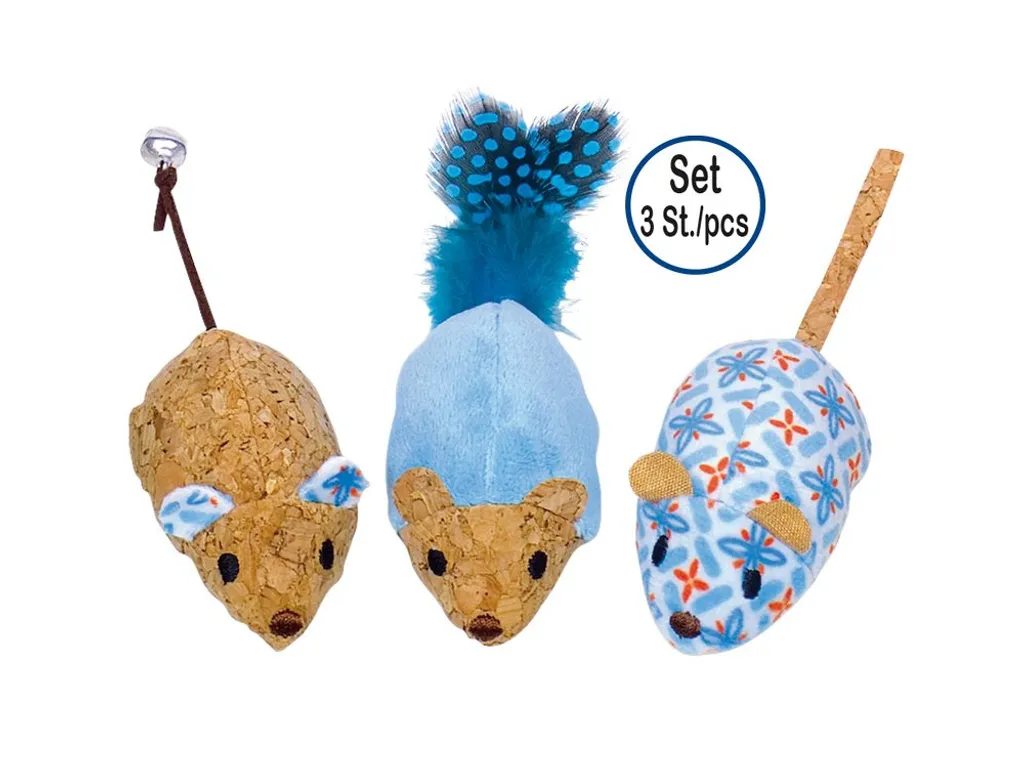 Nobby Mice Catnip Blu 12cm Set 3 pz - Il Gioco per Gatti più Amato