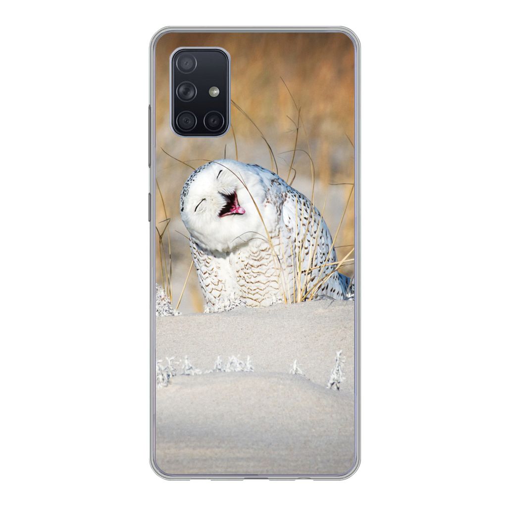 MuchoWow Handyhülle Schutzhülle Hülle für Samsung Galaxy A71 Eule - Schnee - Düne Silikon Softcase Handy Hülle - Kartenbesitzer