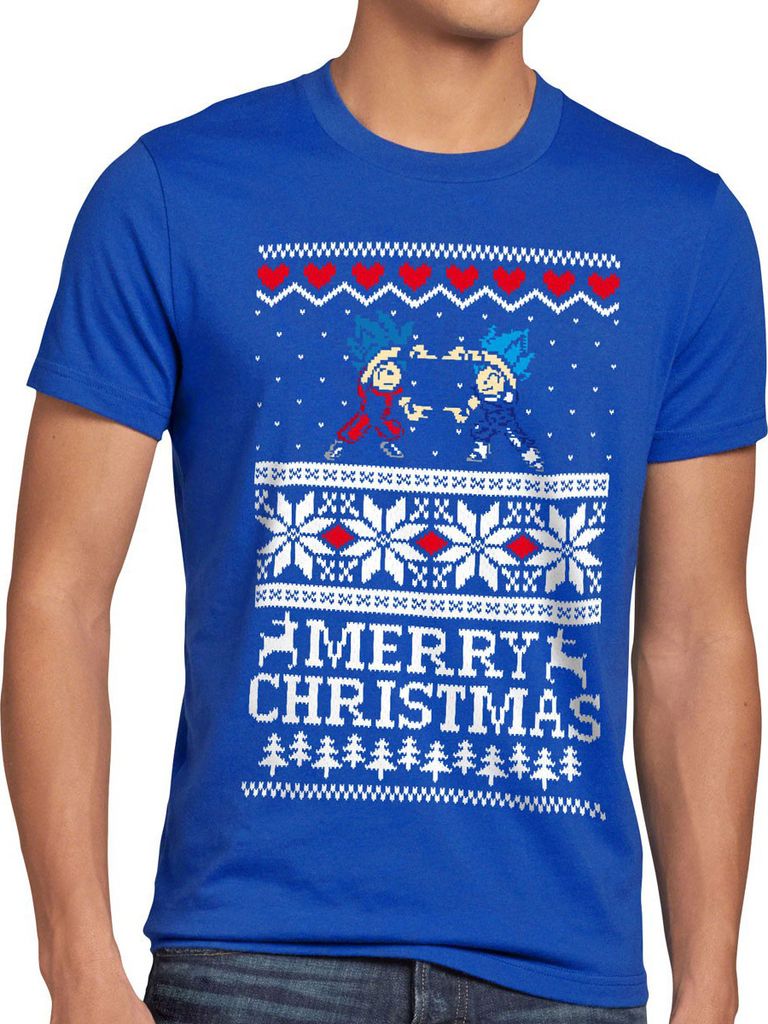 style3 Merry Christmas Goku Vegeta Weihnachten Herren T-Shirt Ball Manga Geschenk Son Dragon