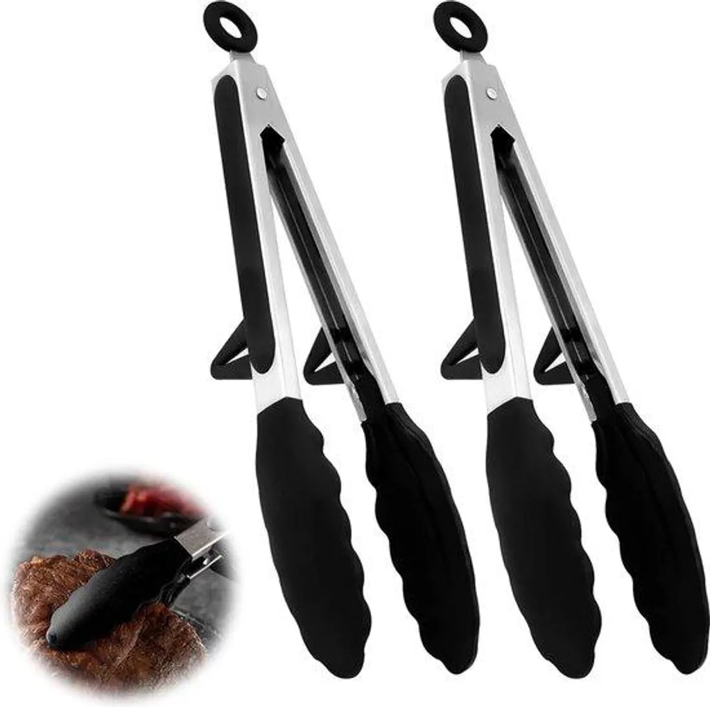 Lot de 2 pinces de cuisine multifonctions 22,8 cm noir et rouge