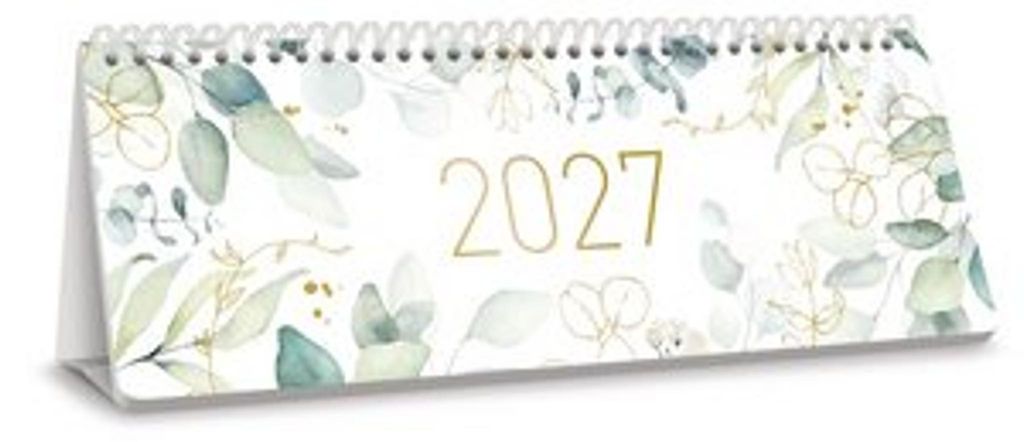 Tischkalender Blattgold 2027, 29,7 × 11 cm, 1 Woche / 1 Produktbild 
