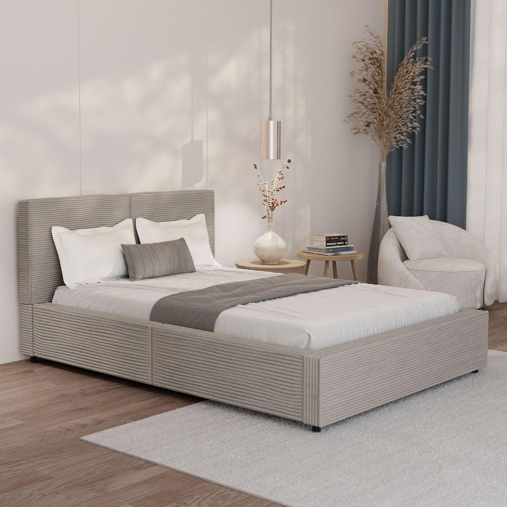 Juskys Polsterbett Salerno 140 x 200 cm, Cord Design & Produktbild 