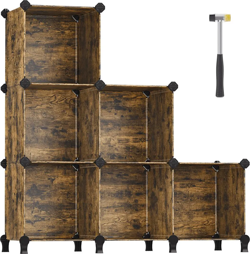 Meuble à chaussures 6 cubes modulables bois naturel 31,5 x 64 x 97,2 cm