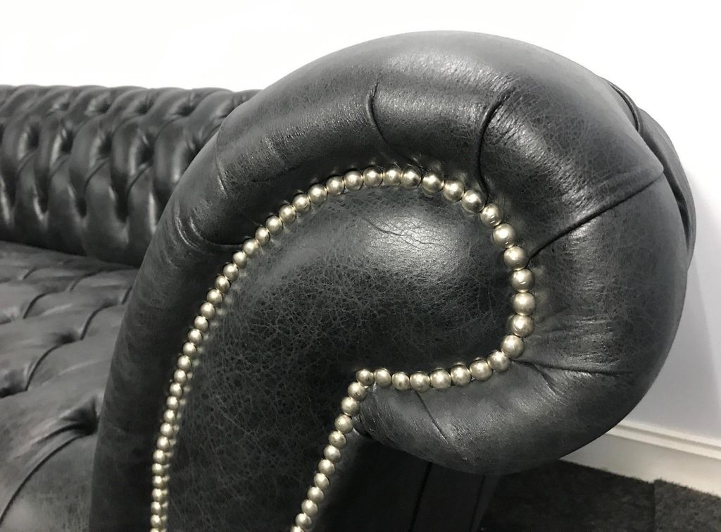 Chesterfield Vintage Echtleder Luxus Sofa Original Couch Sitz Polster 1011