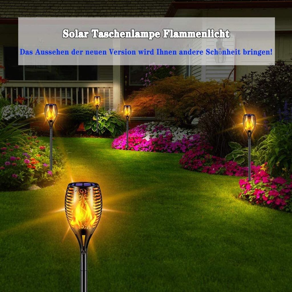 96 LEDs Solarleuchten garten außen, 6 Stücke Solar