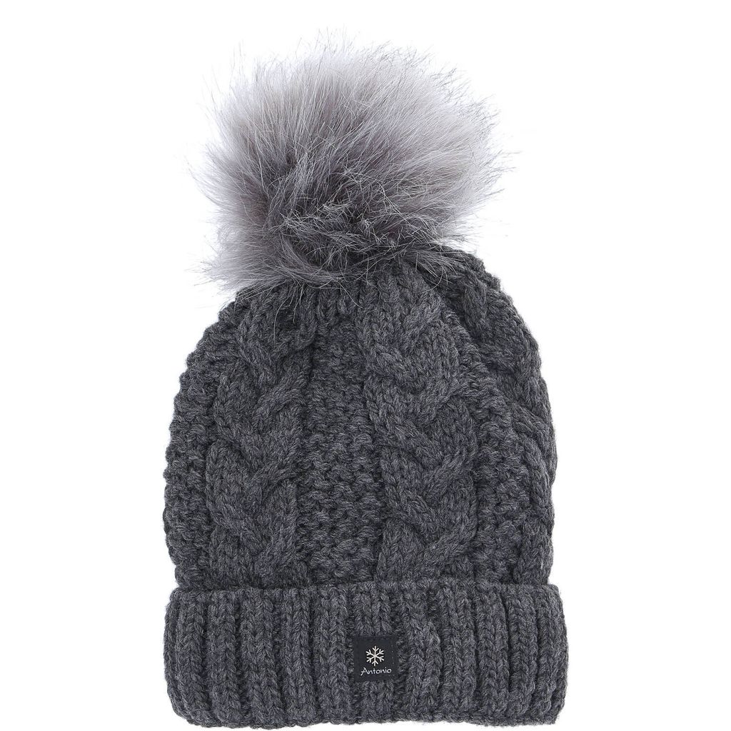 Antonio Damen Strick Mütze Beanie  dark grey : dark grey Produktbild 