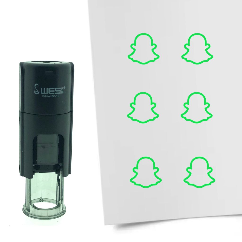 CombiCraft Selbstfärbender Stempel 'Snapchat Logo' in der Farbe Grün, Ø10mm