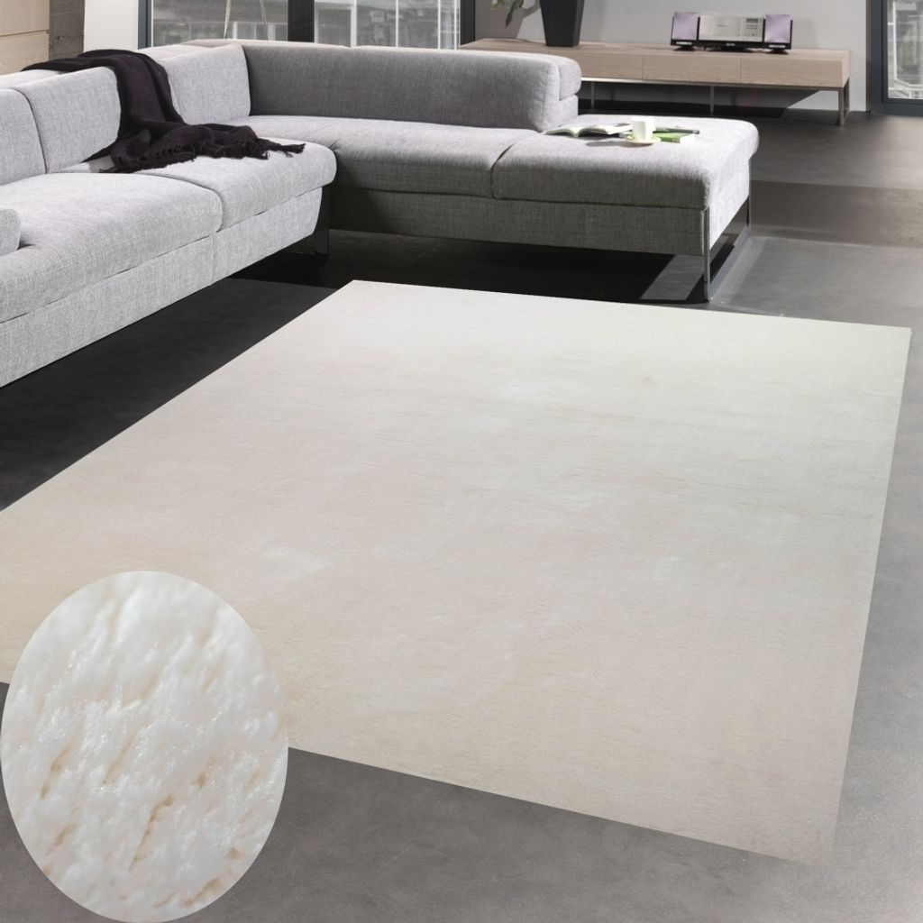 Teppich Shaggy Hochflorteppich waschbar rutschfest creme Größe - 240 x 340 cm