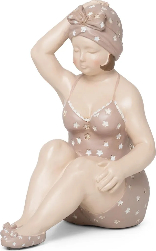 Déco Salle de Bain Baigneuse Vintage : Statuette Femme Ronde Assise