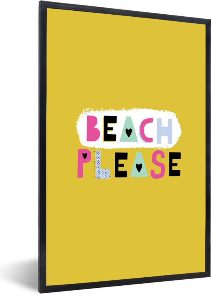 MuchoWow Gerahmtes Poster Sommer - Gelb - Zitat 40x60 cm - Poster mit Schwarzem Bilderrahmen Wandposter Rahmen Foto Bilder - Papierdruck - Wandbi...