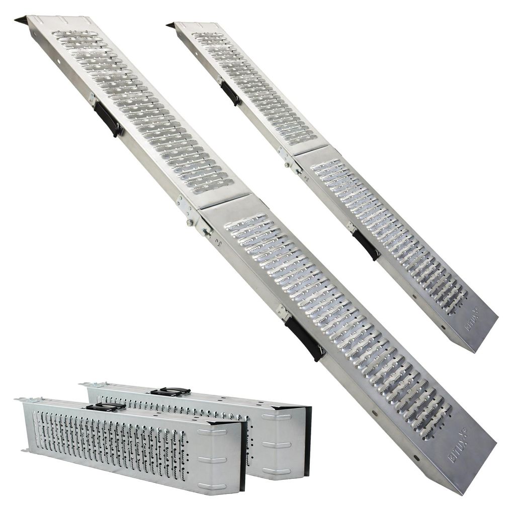 Bituxx 2x Klappbare Auffahrrampe 180 cm Stahl 200 kg Auffahrschiene Motorradrampe MS-17188