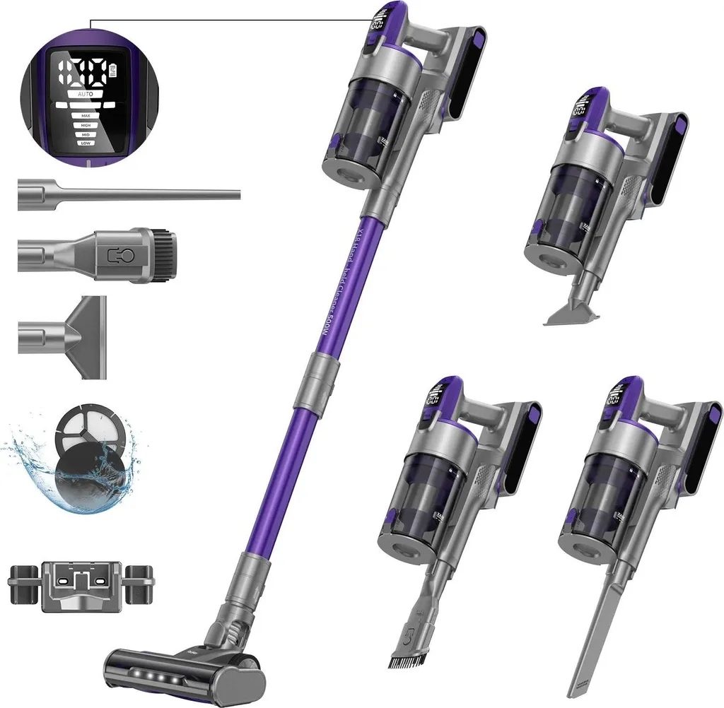 Aspirateur balai sans fil X18 puissant 350W avec filtre HEPA et écran LCD