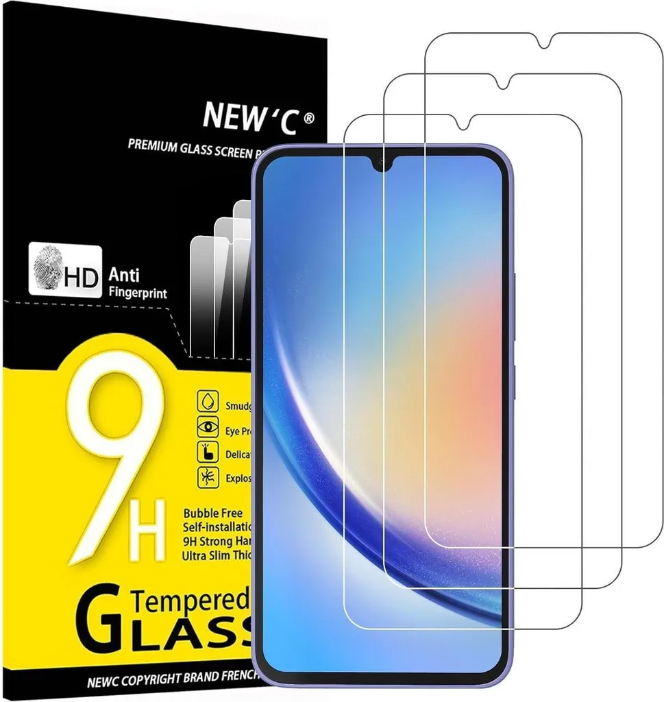 3 Pezzi Vetro Temperato Samsung Galaxy A34 5G Protezione 9H Ultra Clear