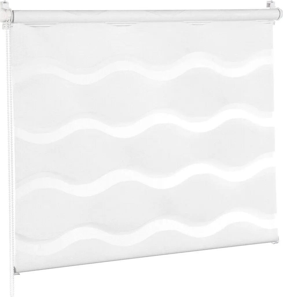 Store double WELLE blanc 105x200 cm - Solution anti-vis-à-vis effet 3D