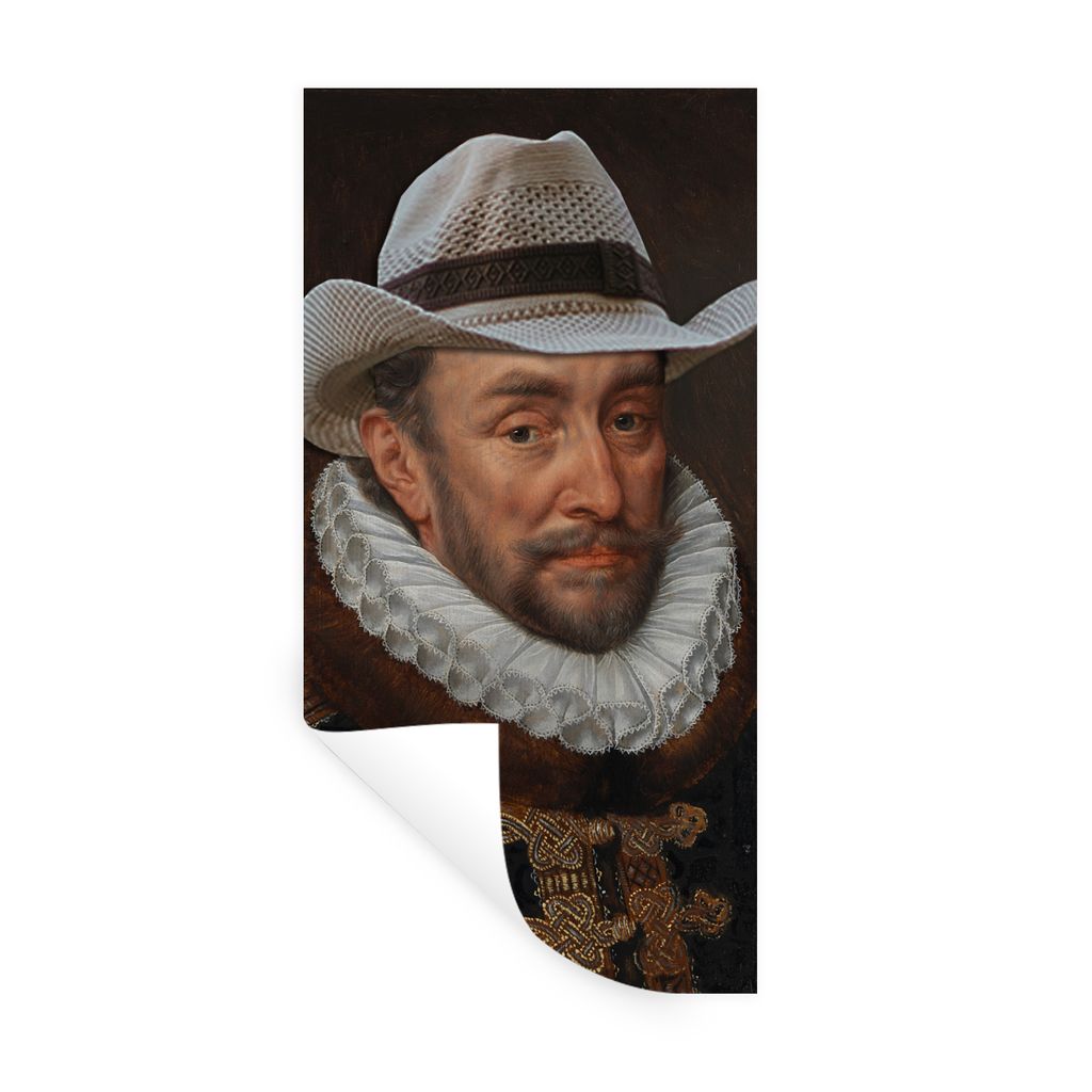 MuchoWow Wandtattoo Wandsticker Wandaufkleber Wilhelm von Oranien - Hut - Alte Meister 20x40 cm Selbstklebend und Repositionierbar - Selbstkleben...