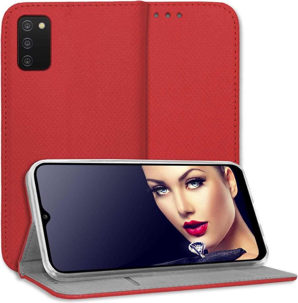 Bookstyle Schutzhülle Klapphülle Schutztasche Etui Cover für Samsung Galaxy A03s 4G (EU Version, 6.5'') - Rot