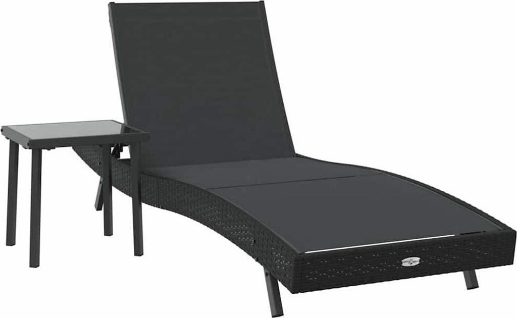 (Robust Möbel)Liegestuhl/Relaxliege - Sonnenliege 2er set - elegantes Design - für Outdoor Garten - Schwarz Poly-Rattan - 40x40x40,5cm - 40x4...