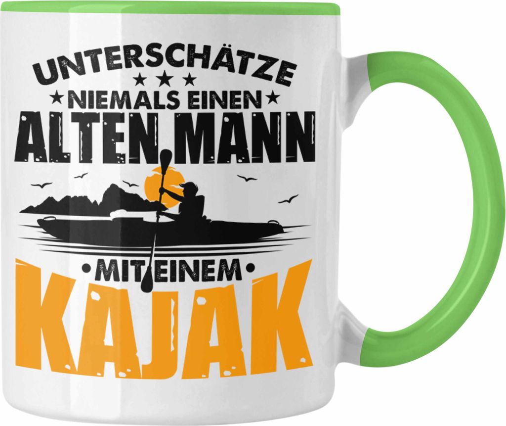 Trendation - Kajak Tasse Geschenk Kajak-Fahrer Geschenkidee Evolution Geburtstag Überraschung (Grün)