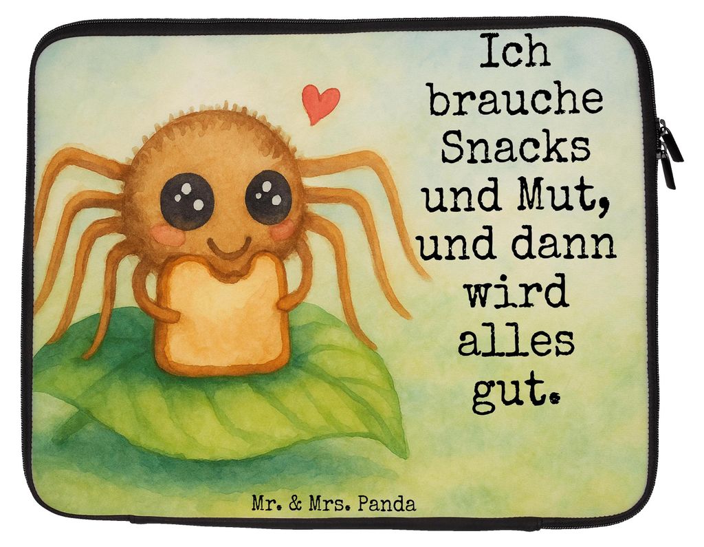 Mr. & Mrs. Panda Laptop Tasche Spinne Agathe Sandwich Design 27 x 36 cm - Weiß - Geschenk, Lebensfreude, Alles Wird gut, Hungrig, Sleeve, Laptopta...
