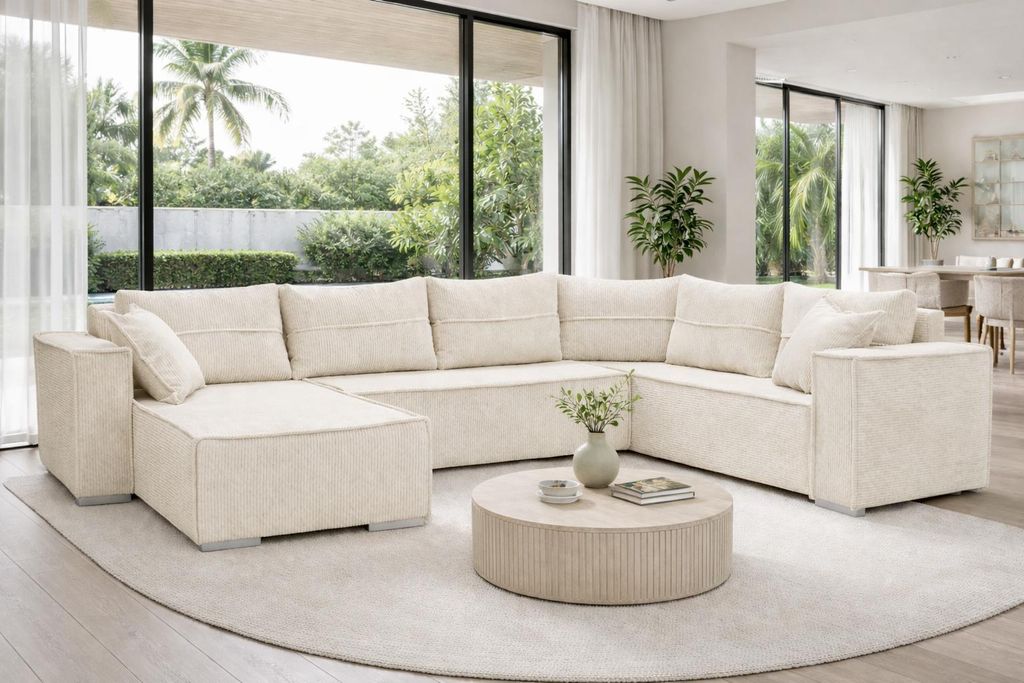 STYLO Couchgarnitur U-Form – Ecksofa in Cord Poso mit Produktbild 