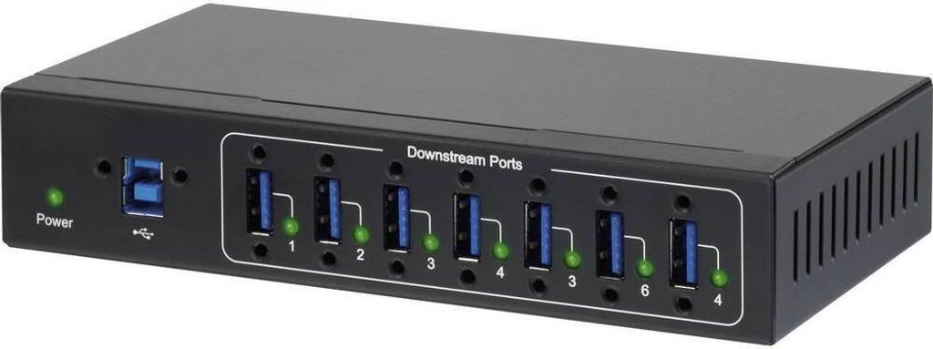 Renkforce RF-3513012 USB-Hub 7 Port USB-A USB 3.0 5 GBit/s für industrielle Anwendungen, zur Wandmontage Schwarz