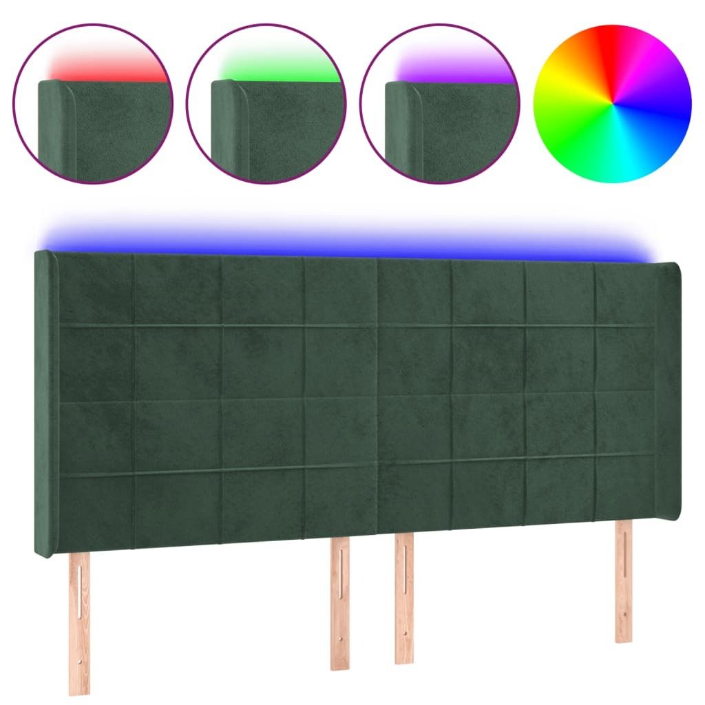 SYFAX LED Kopfteil Dunkelgrün 183x16x118/128 cm Samt