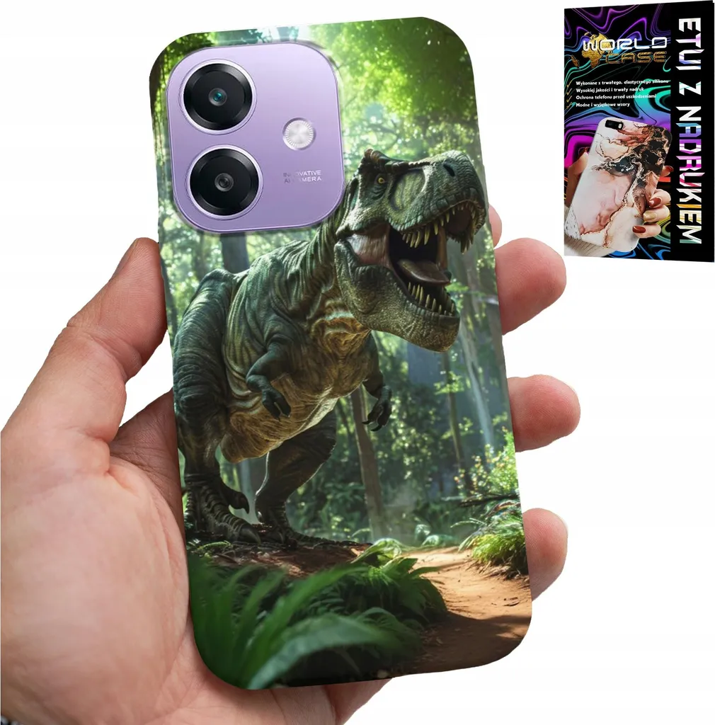 Custodia Protettiva Oppo A40M Dinosauro Tirannosauro + Vetro 9H Premium