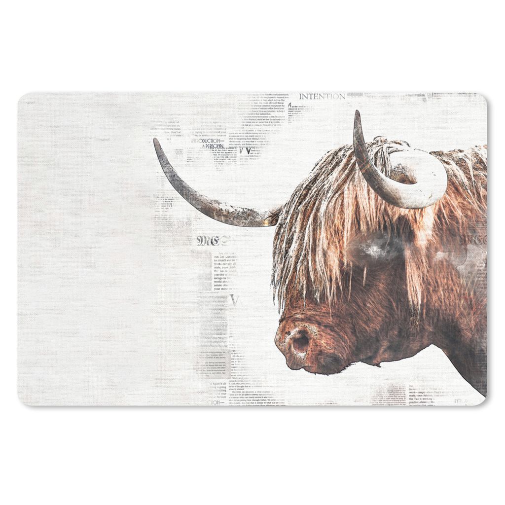 MuchoWow Schreibtischunterlage Scottish Highlander - Tiere - Zeitungsartikel 60x40 cm - XXL Mauspad - Großes Mauspad