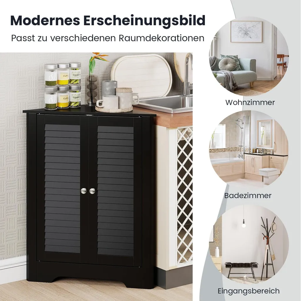 Armoire d'angle pour optimiser l'espace de rangement, design noir - 4
