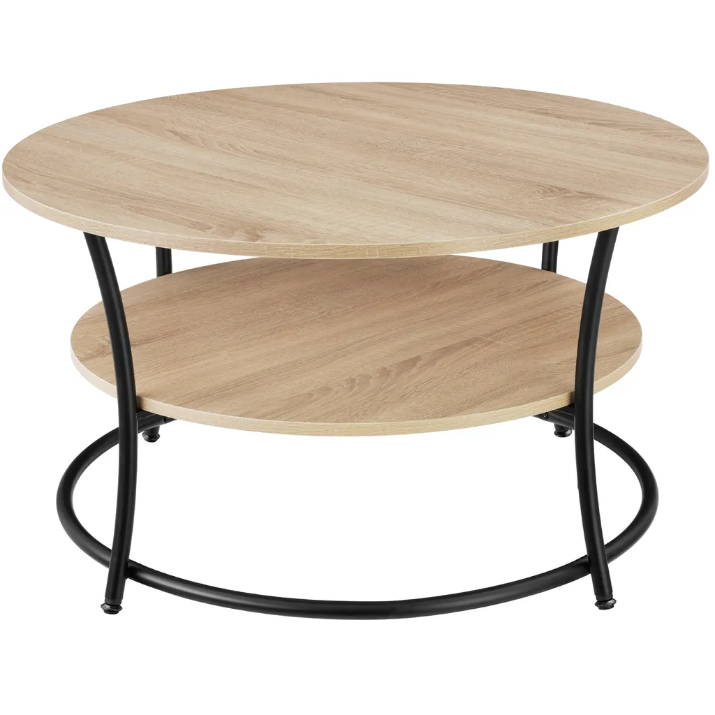 Table basse rectangulaire Cromford 80cm - Bois Clair et Métal Noir