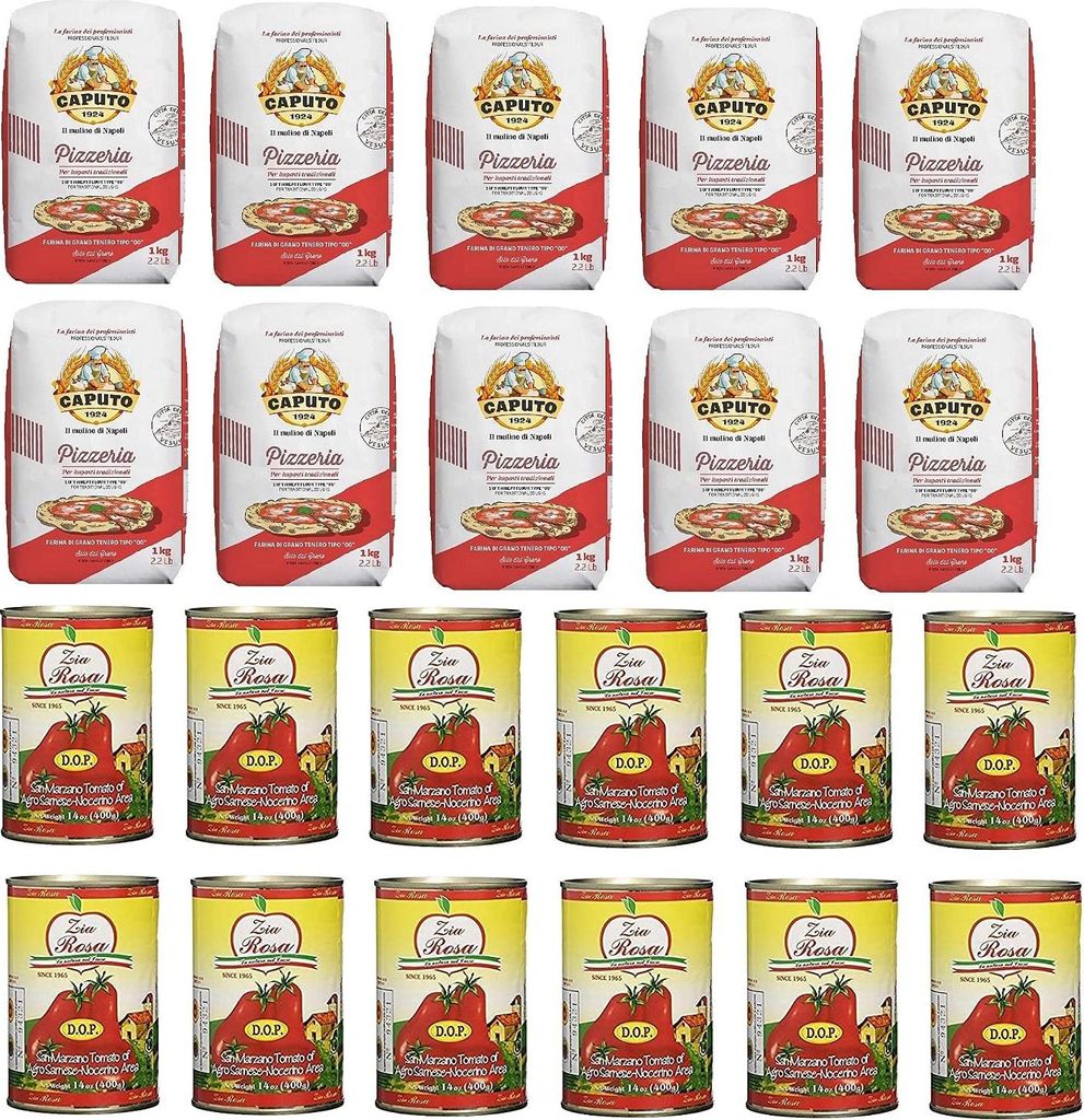 Testpaket Caputo Pizzeria Pizzamehl Mehl (10 x 1 kg) + Zia Rosa DOP Pomodoro San Marzano Tomatenkonserven (12 x 400 g)
